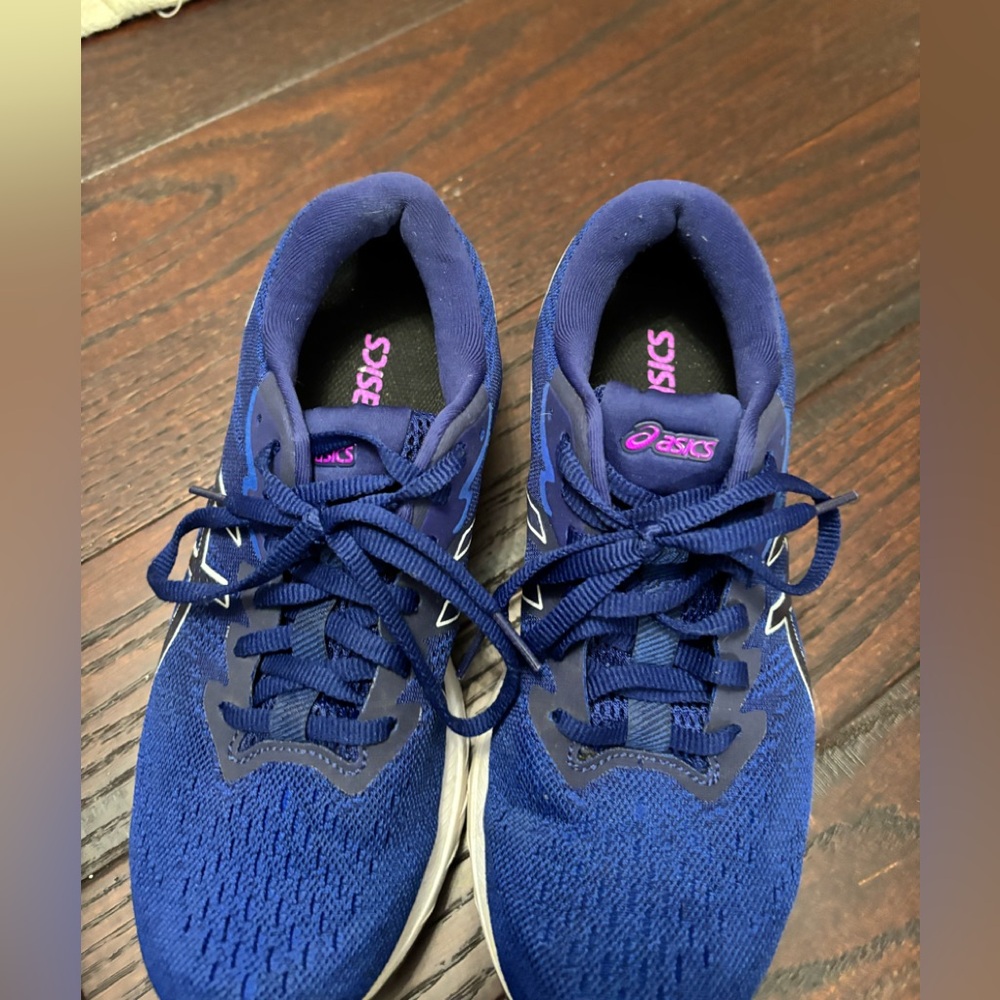 ASICS Royal Blue Sneakers with Pink Highlights